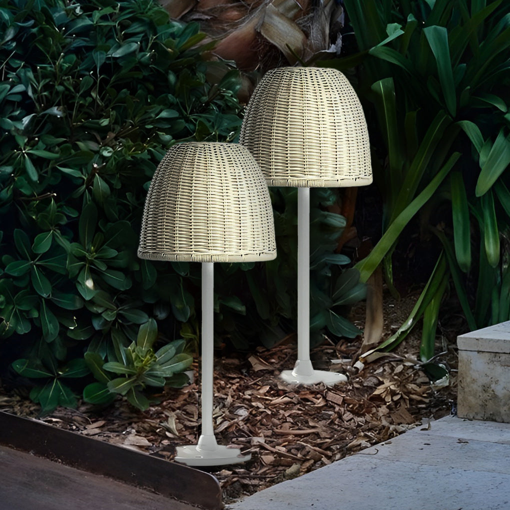 Hand-woven Rattan Waterproof Modern Outdoor Floor Lamp Garden Lights