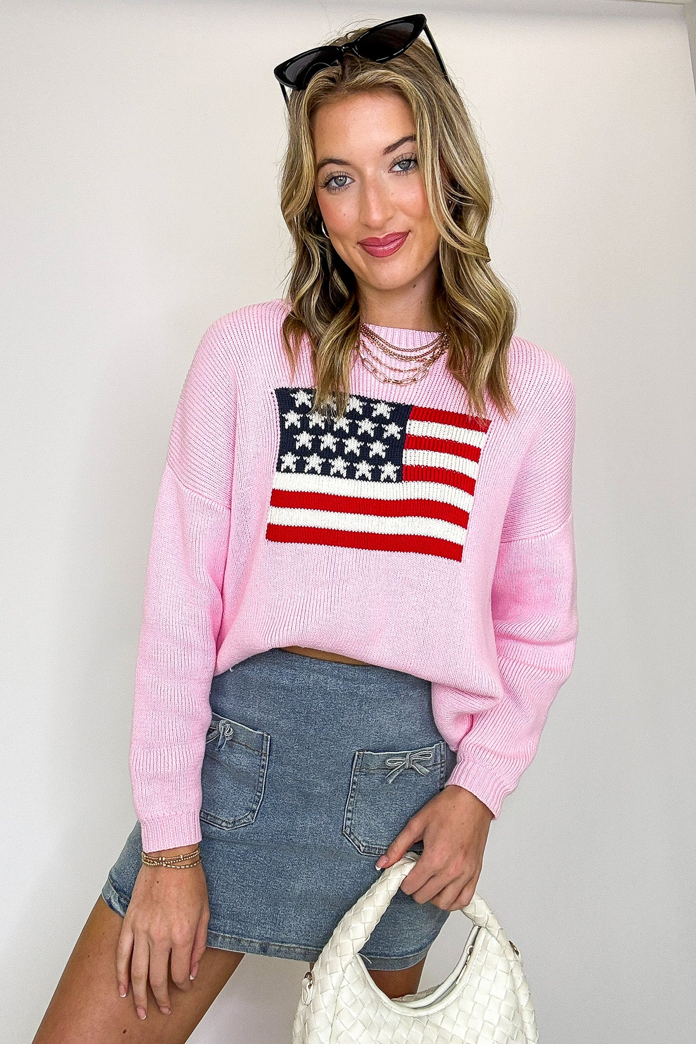 Cotton Candy Liberty American Flag Knit Sweater