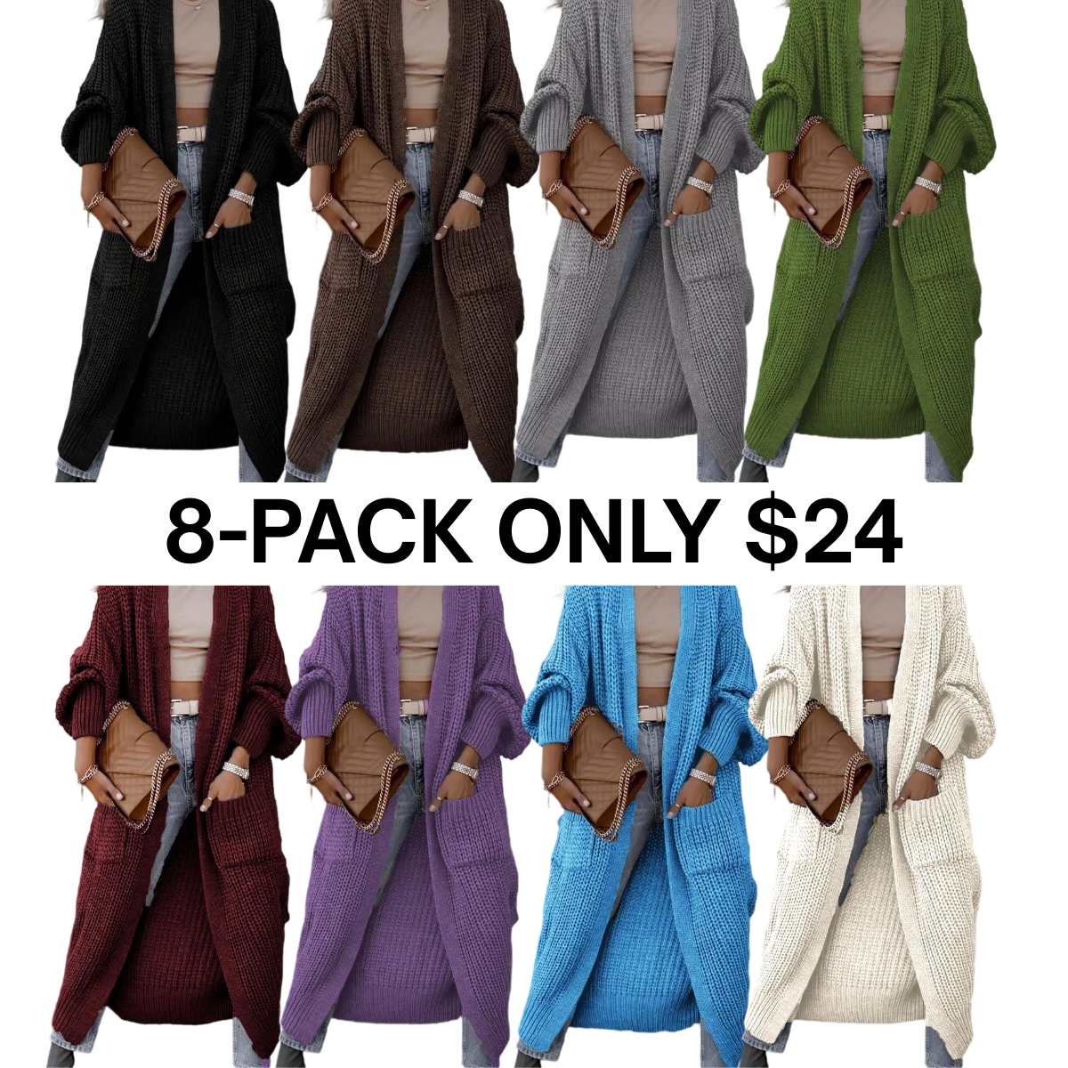 Women's Long Knit Cardigan with Pockets