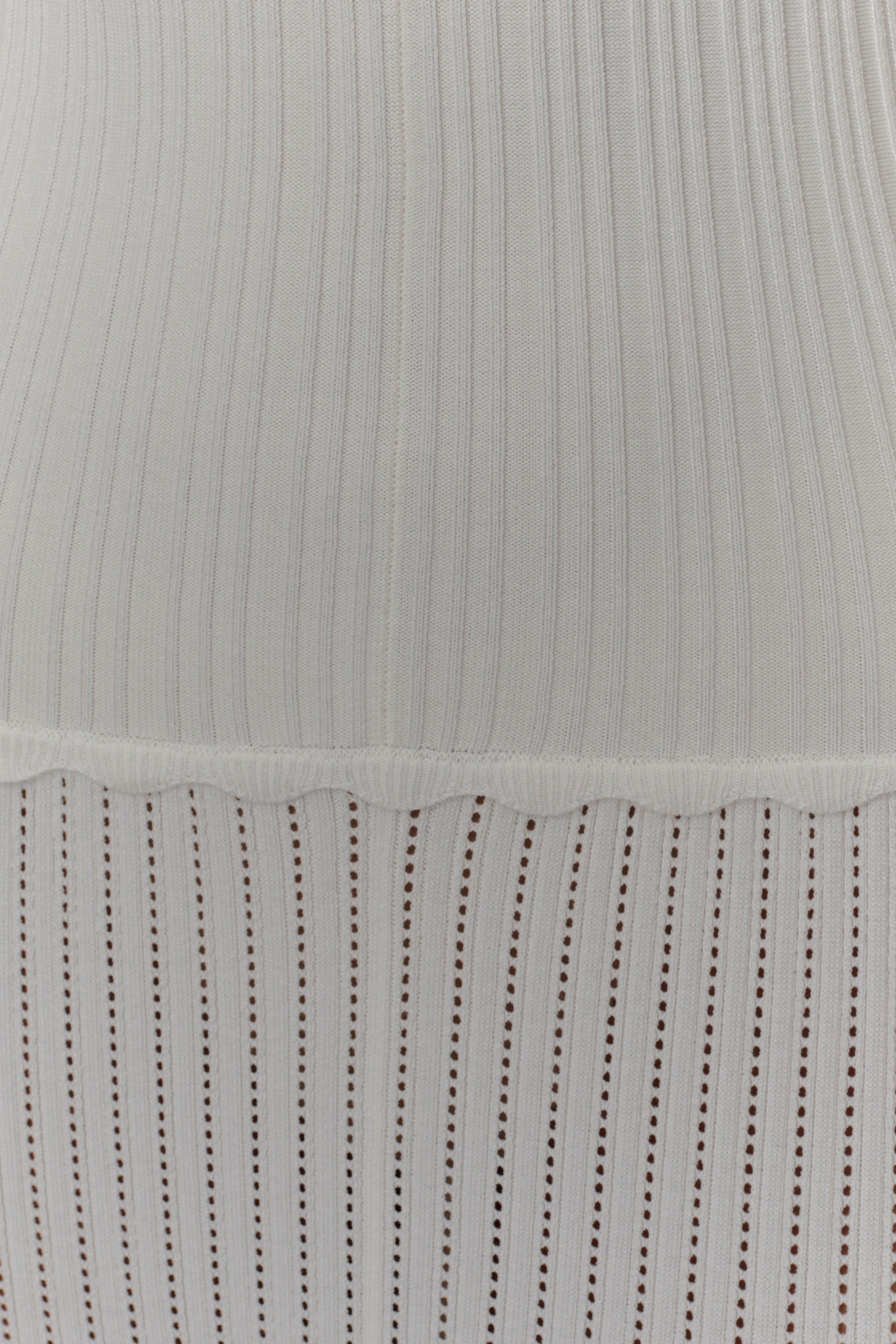 Ivory Pointelle Knit Maxi Dress