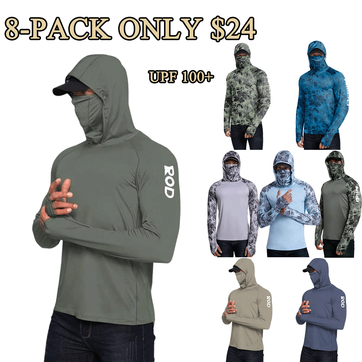 Men’s UPF 100 Sun Protection Hoodie with UV Detection