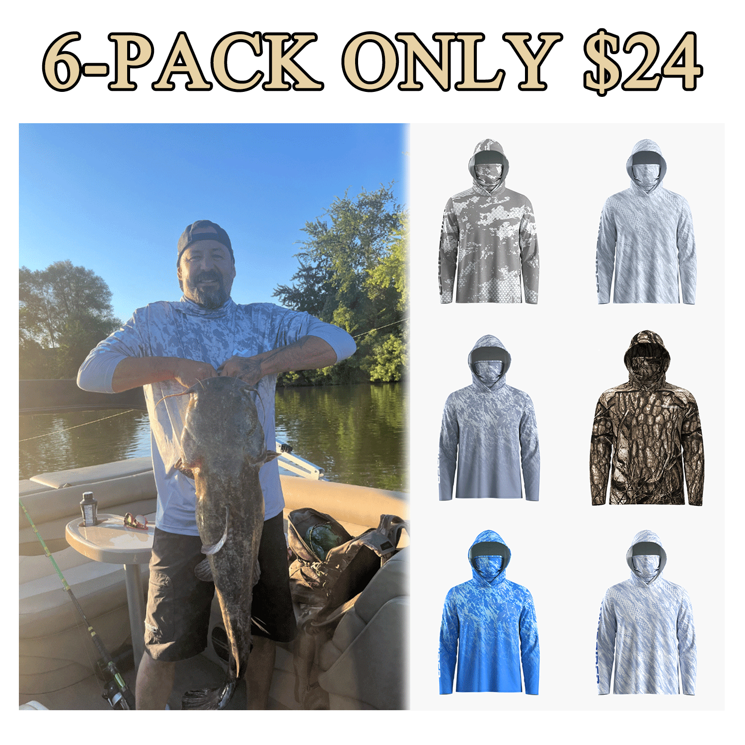 Men’s Sun Protection Fishing Hoodie with Built-In Face Gaiter