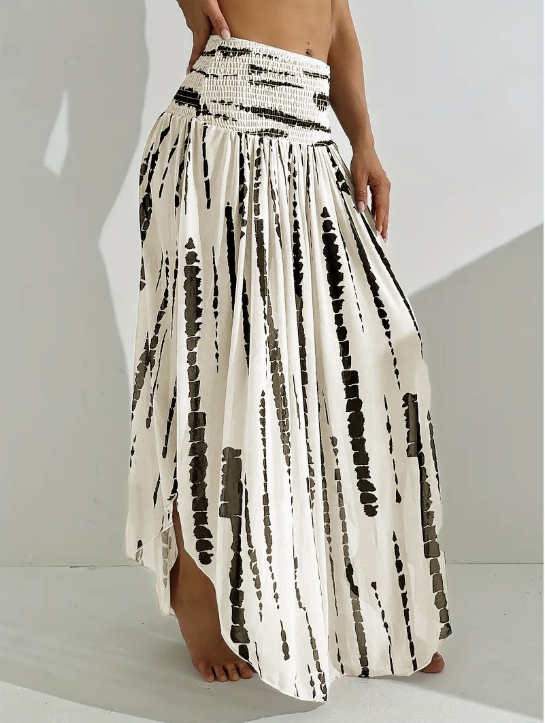 Chevron Print Vacation Smock Casual Maxi Skirt