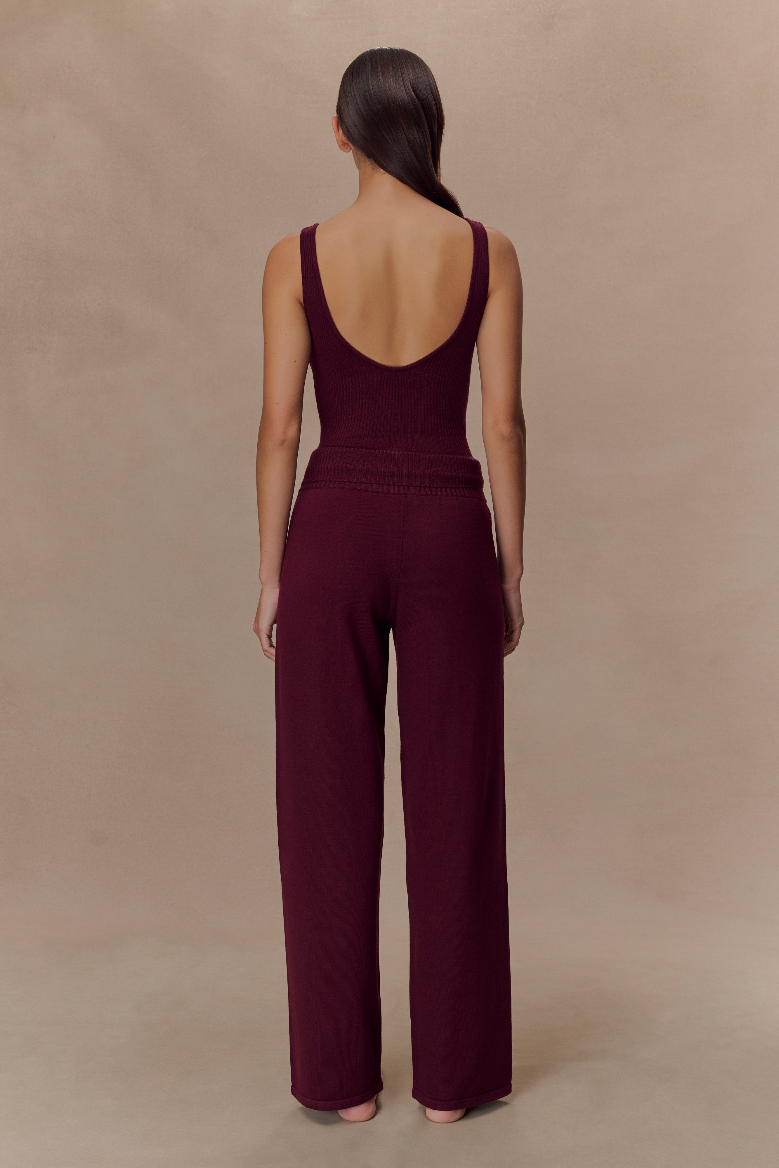 Merlot Knit Wide Leg Pants