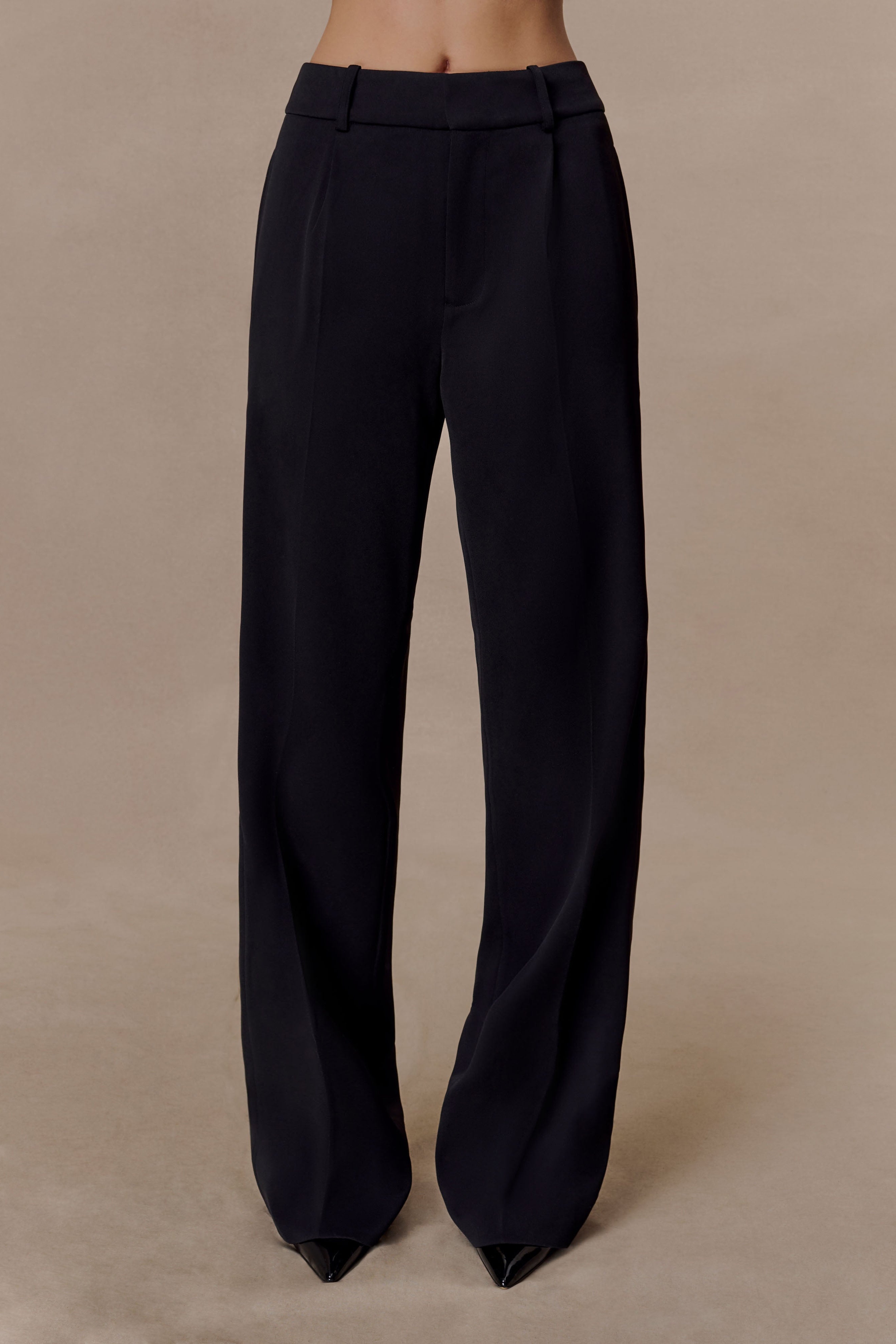 Black Satin Straight Leg Pant