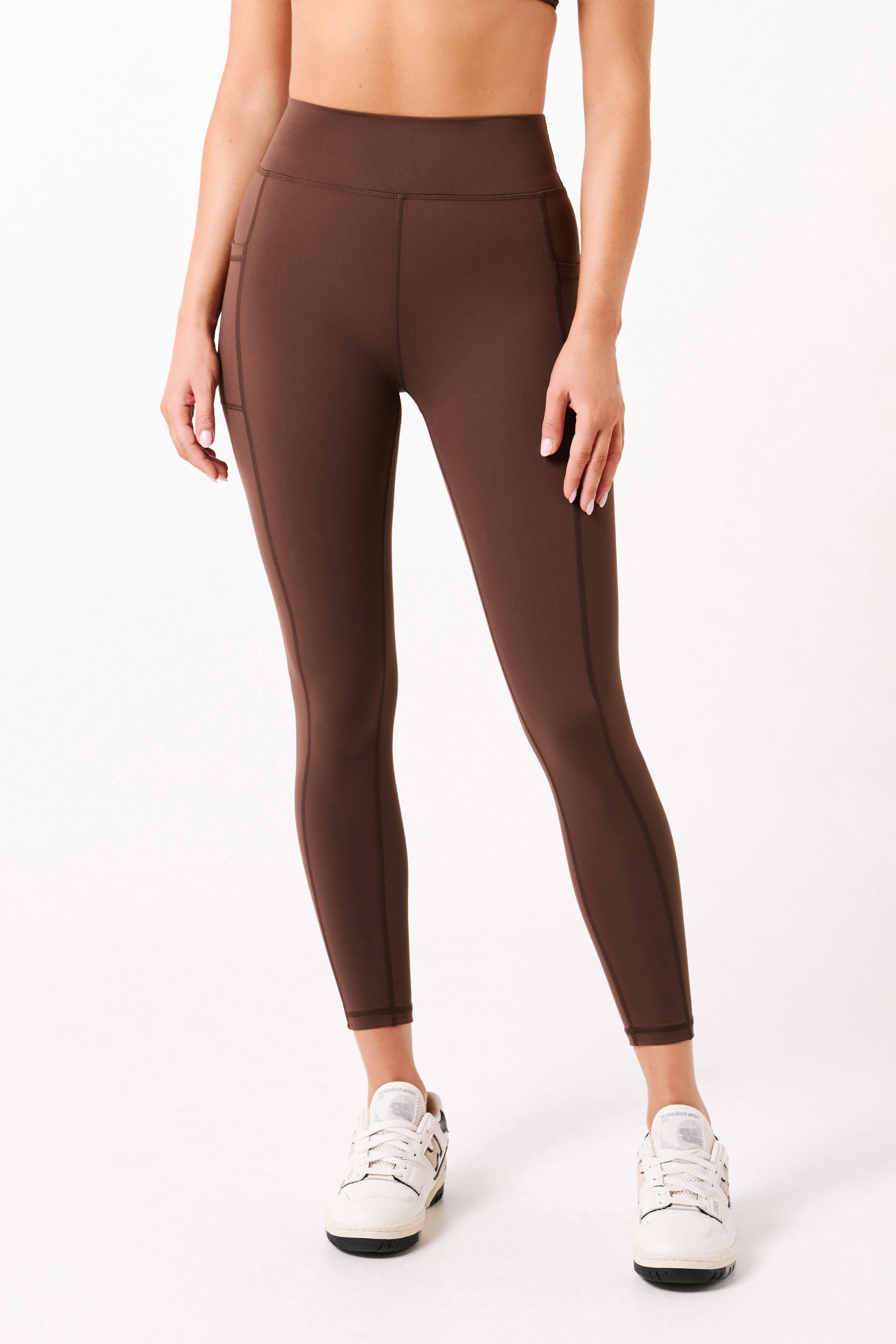 Chocolate V Back Leggings With Pockets