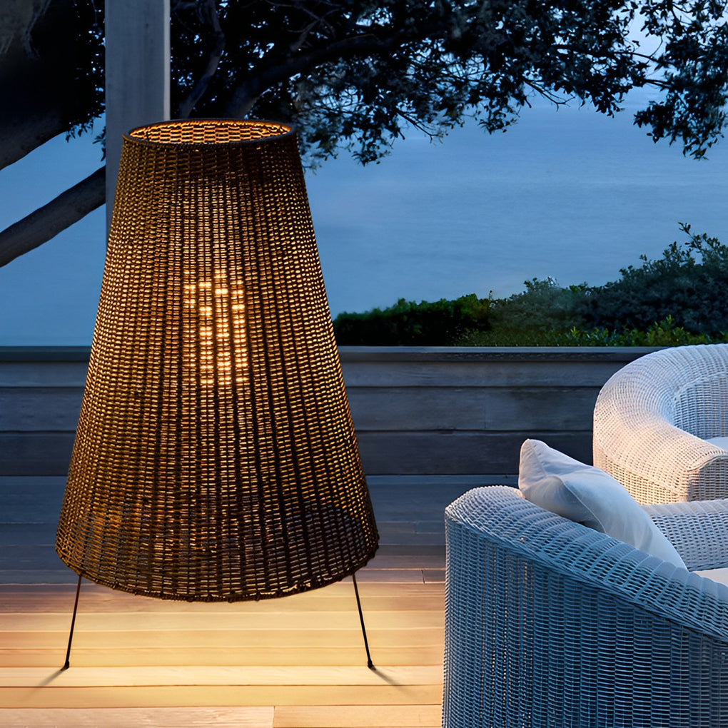 Creative Rattan Waterproof Modern LED Outdoor Floor Lamp Standing Lamp
