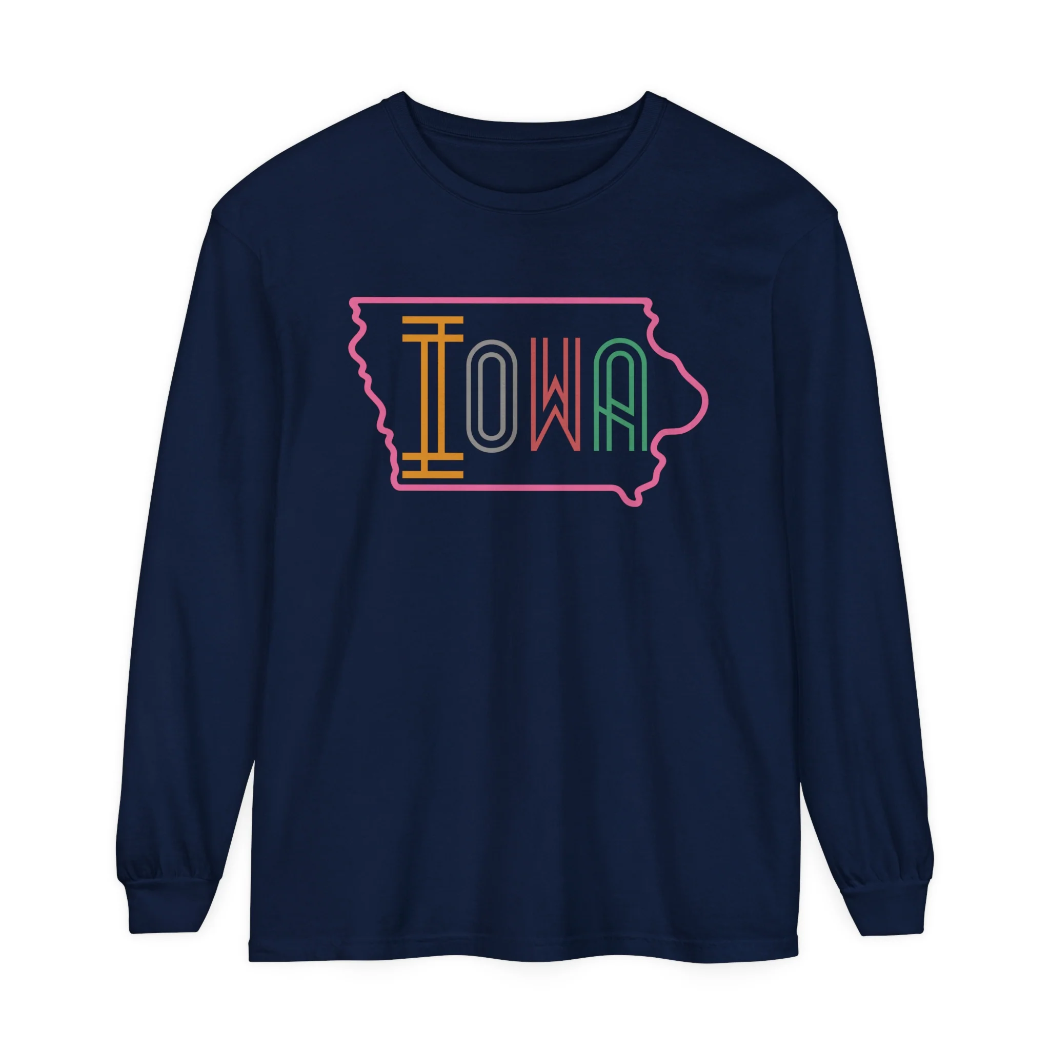 Iowa Pink Unisex Garment-dyed Long Sleeve T-Shirt