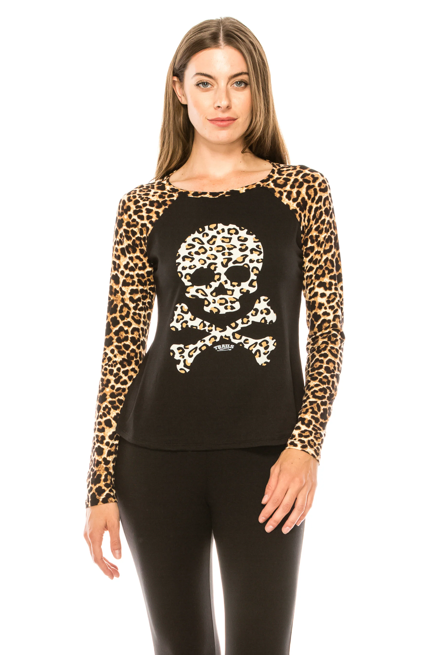 LEOPARD SKULL PRINT LONG SLEEVE SHIRT