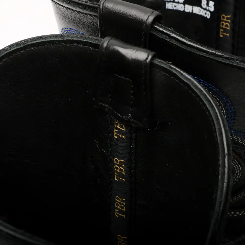 Black/Blue Pirarucu Leather Boots - Square Toe