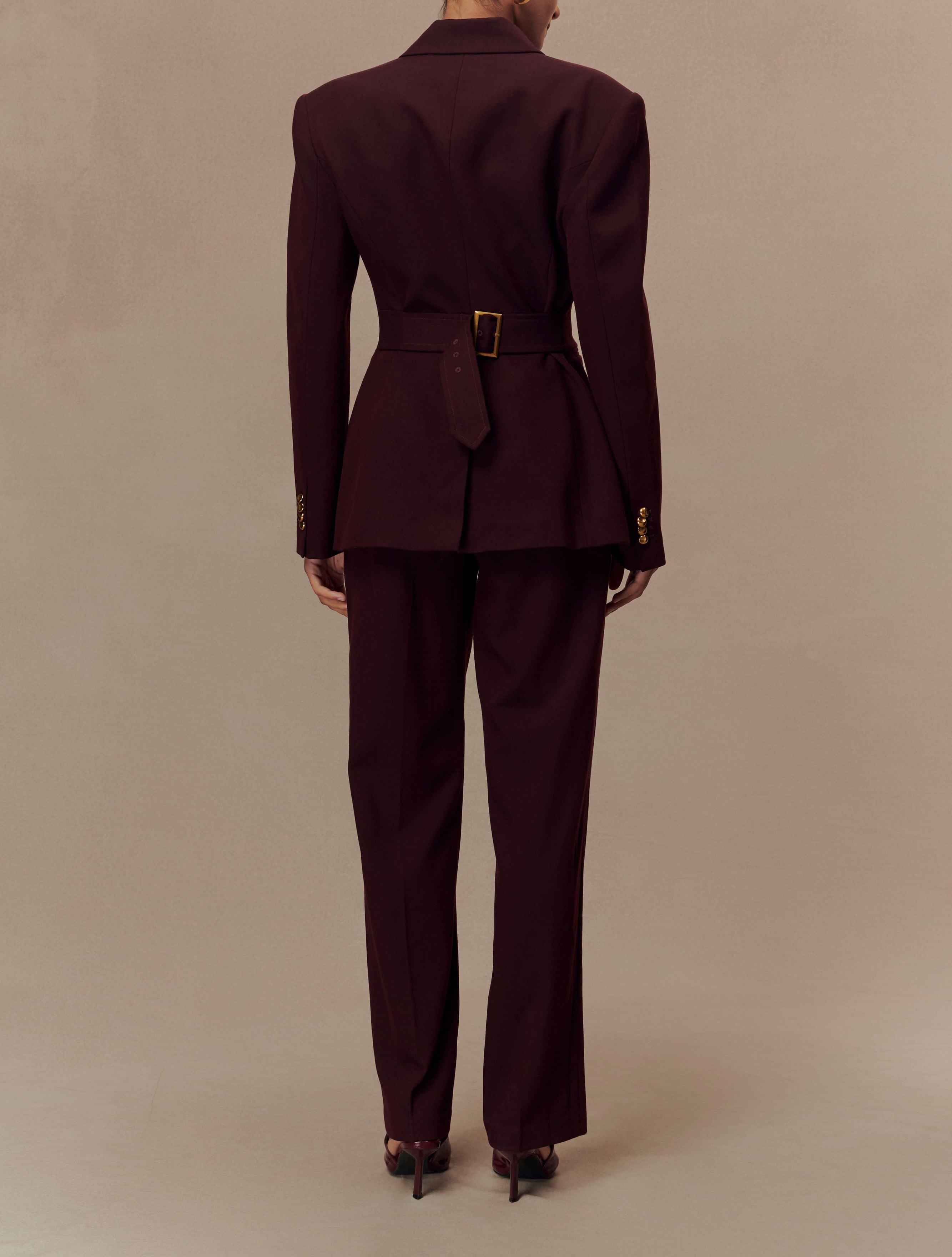 Mahogany Pleated High Waisted Pants