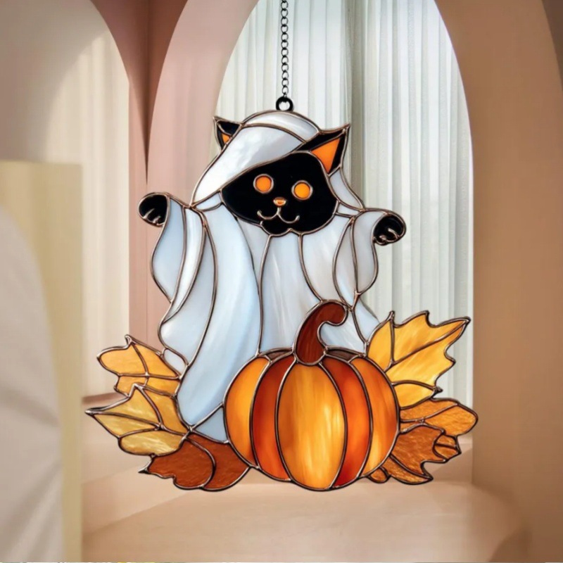 Halloween Ghost Animal Pumpkin Suncatcher Window Decor