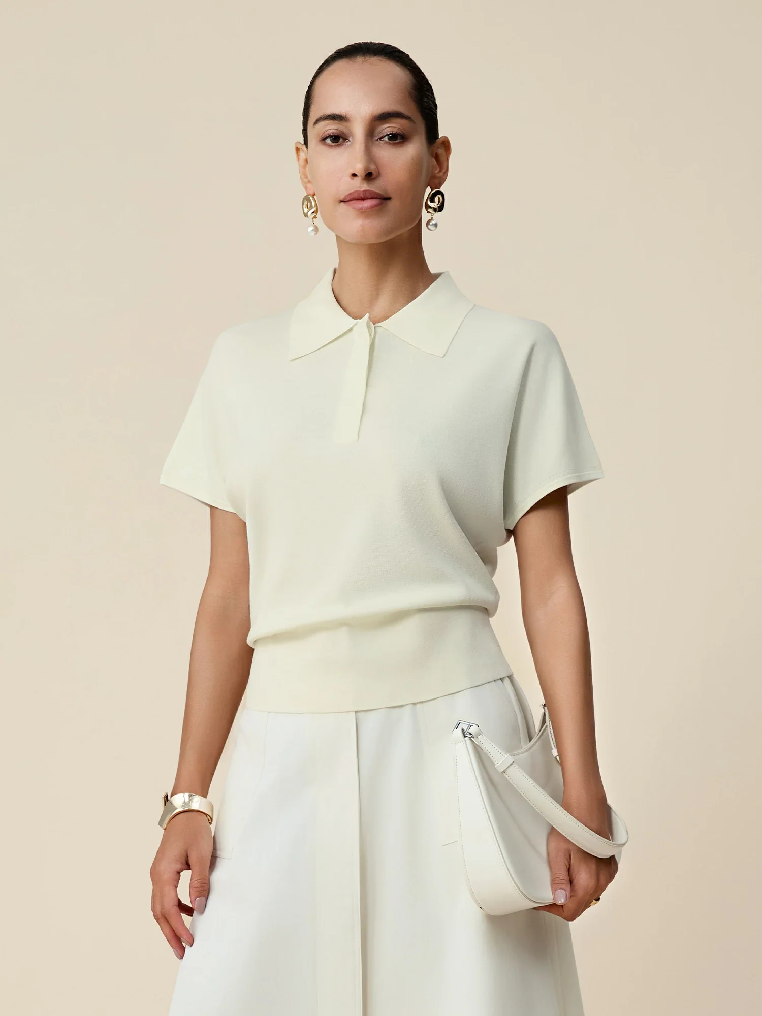 Polo Neck Short Sleeve Knit Shirt