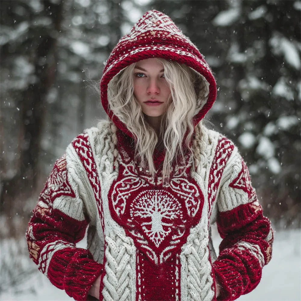Christmas Tree Of Life Viking Art Women's Hooded Sweater