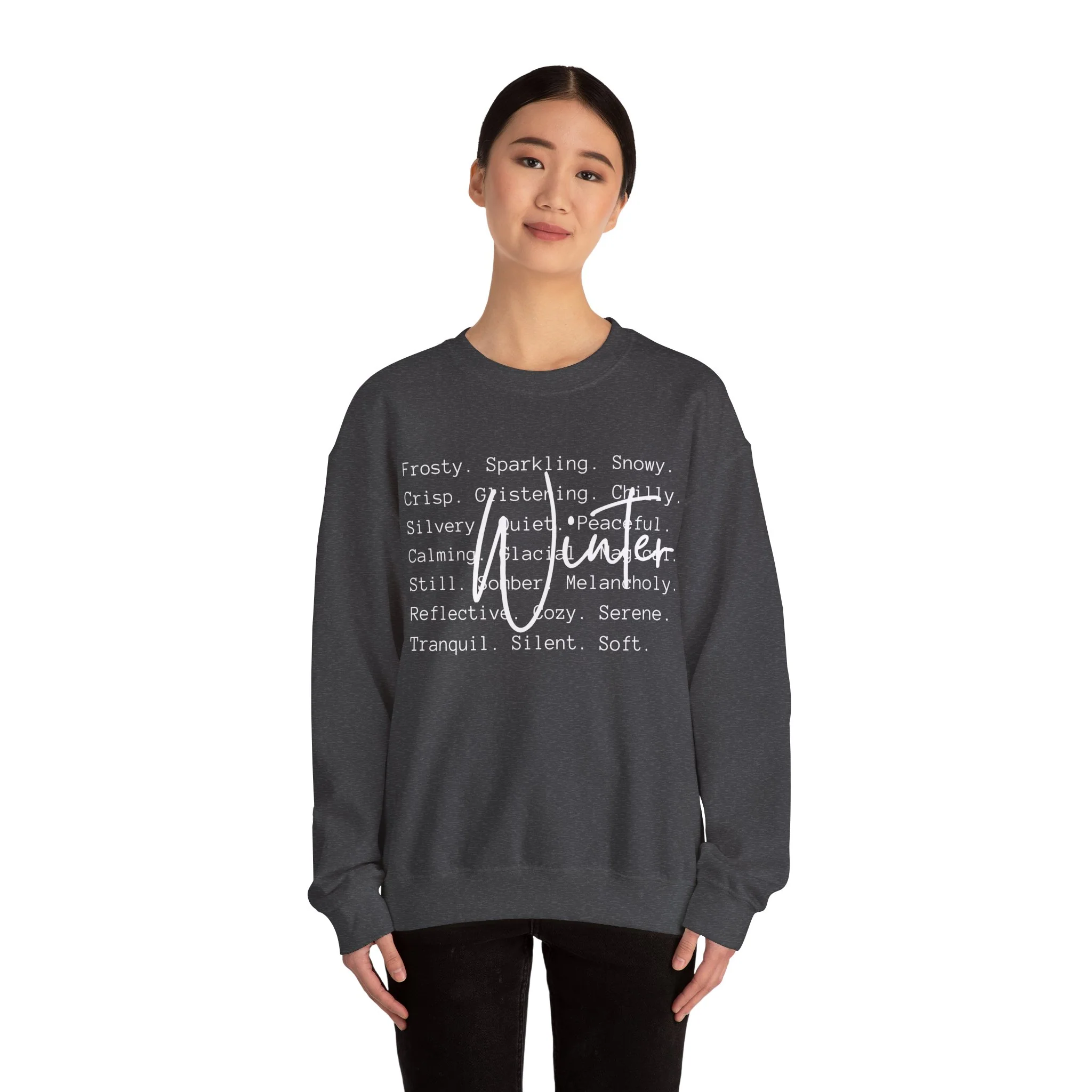 Winter White Script on Gildan Unisex Heavy Blend? Crewneck Sweatshirt