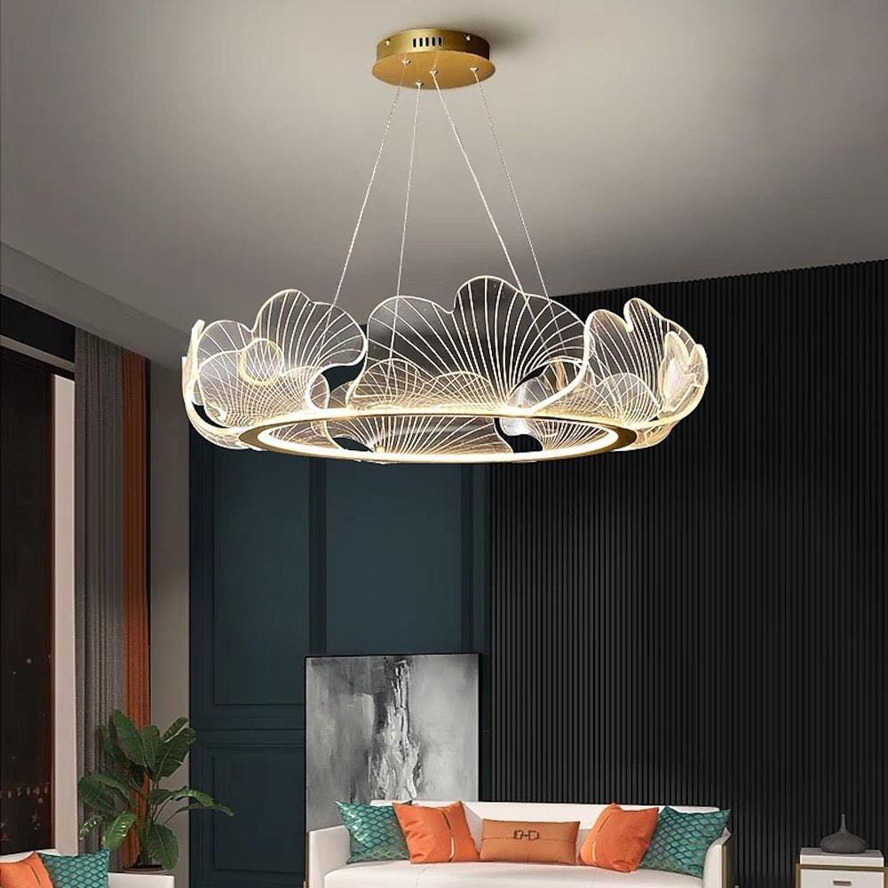 Decorous Leaf Shaped Design Office Chandelier Metal Acrylic Ceiling Light