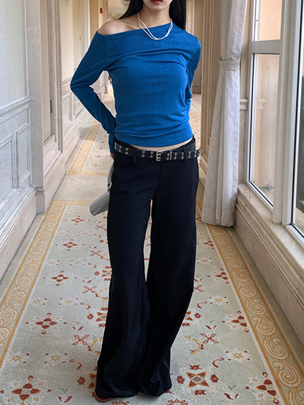 Solid Color Split-Joint Loose Wide Leg Trousers Suit Pants Pants