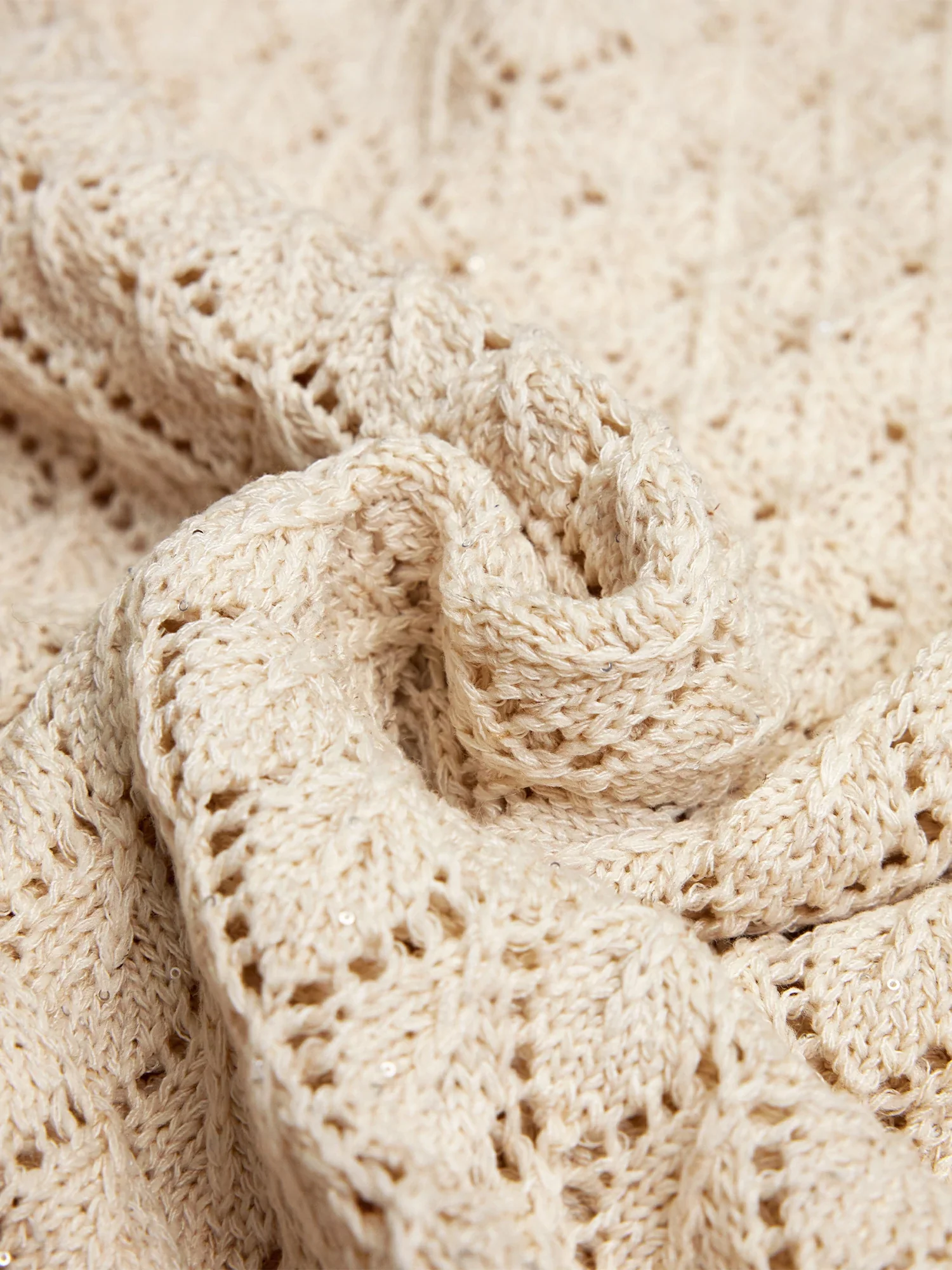 Lyocell & Linen Openwork Sequin Knitted Top