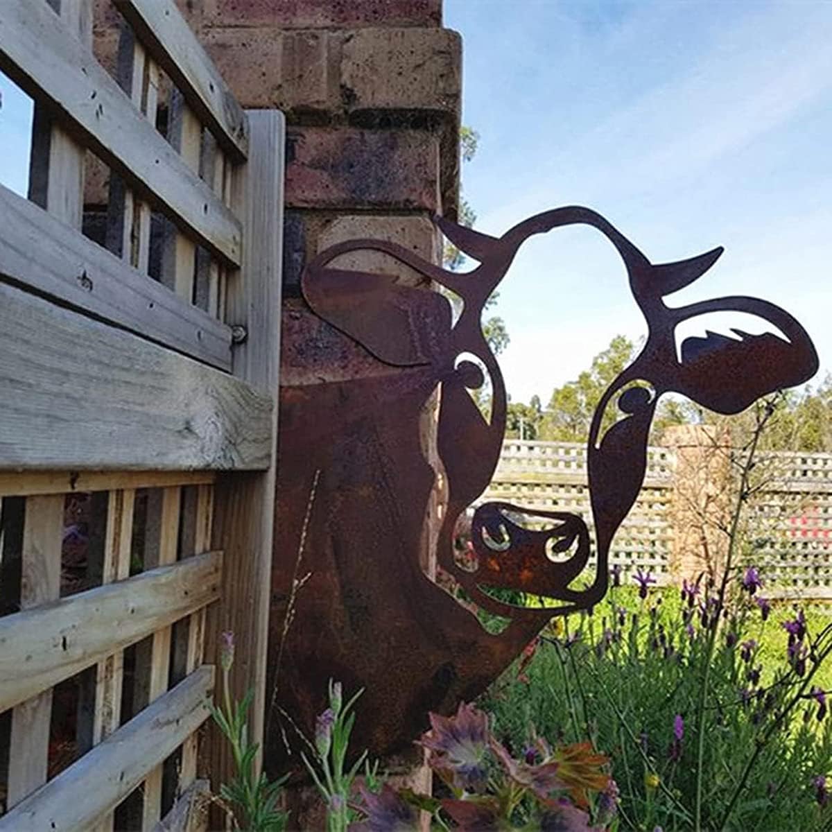 Farm Peeping Animal Rusty Metal Art Outdoor Decor