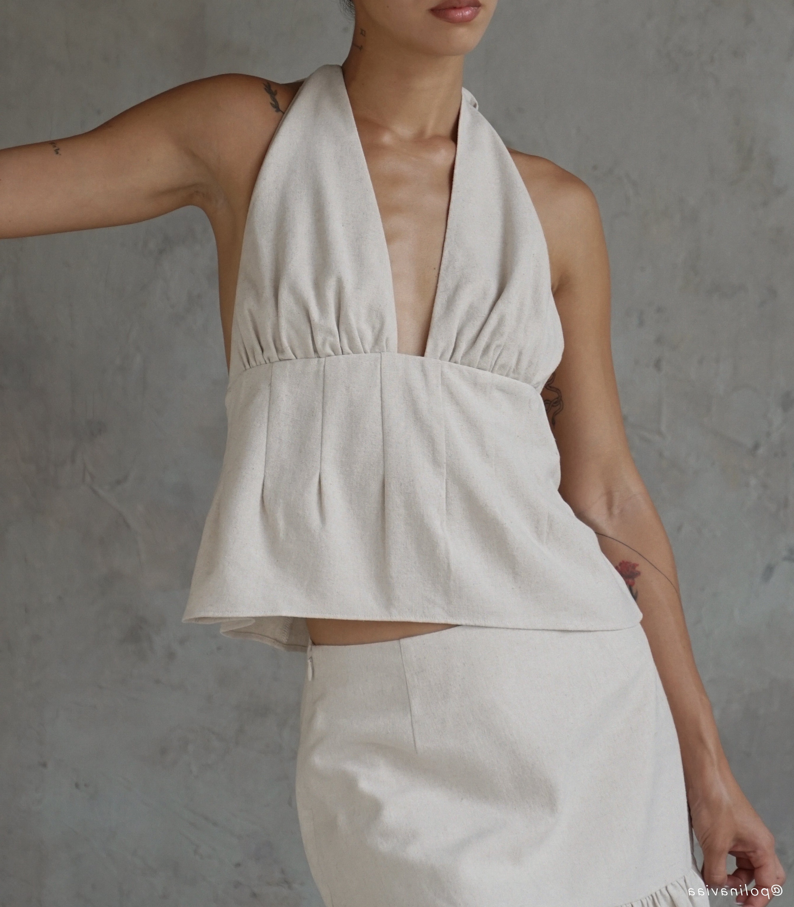 Natural Linen Halter Top