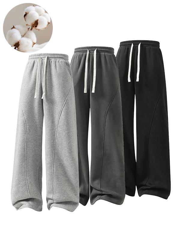 Men's Fleece Thermal Lined Sweatpants  Oversize Drawstring