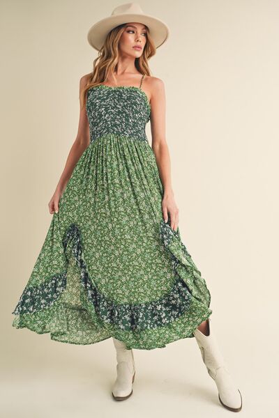 Ditsy Floral Ruffled Hem Maxi Cami Dress