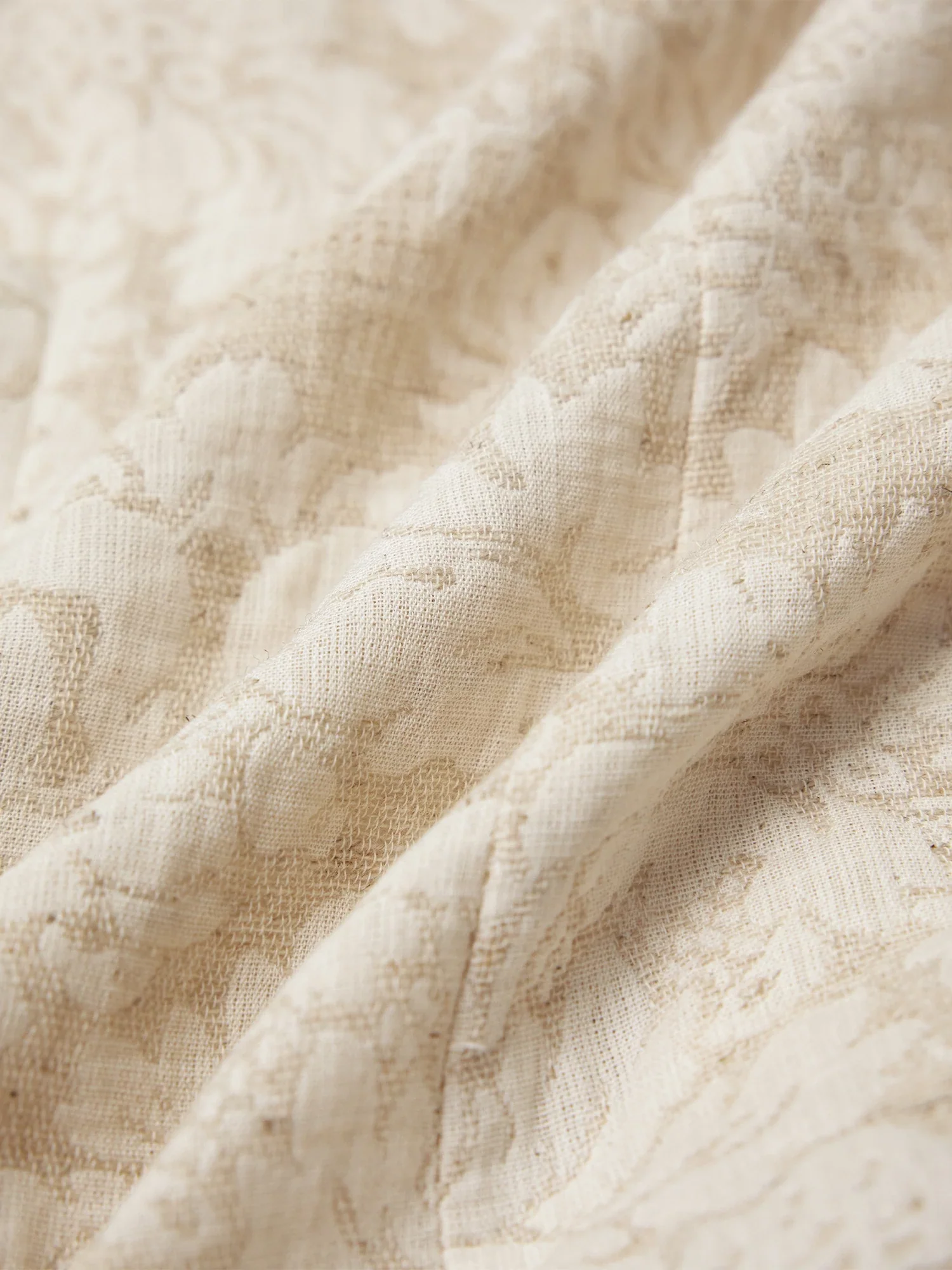 Cotton & Linen Square Collar Jacquard Vest