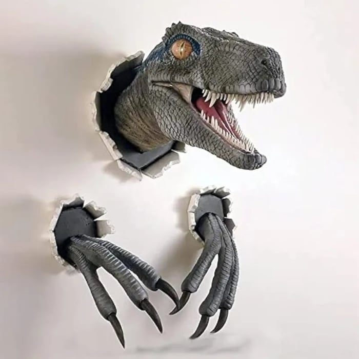 3D Wall Mount Dinosaur Bust Sculpture