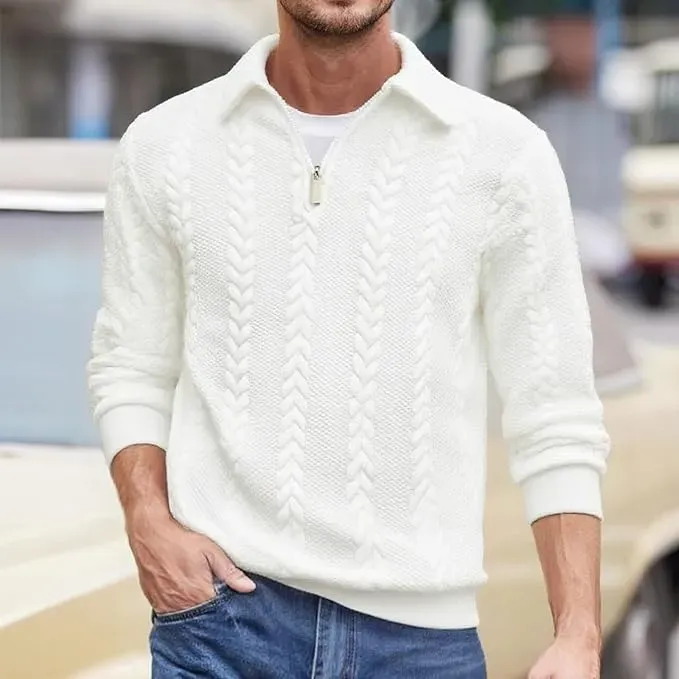 Final Hours!🔥 Up to 90% Off: Men's Premium Long Sleeve Knit Polo Sweatshirt - Essential Winter Style