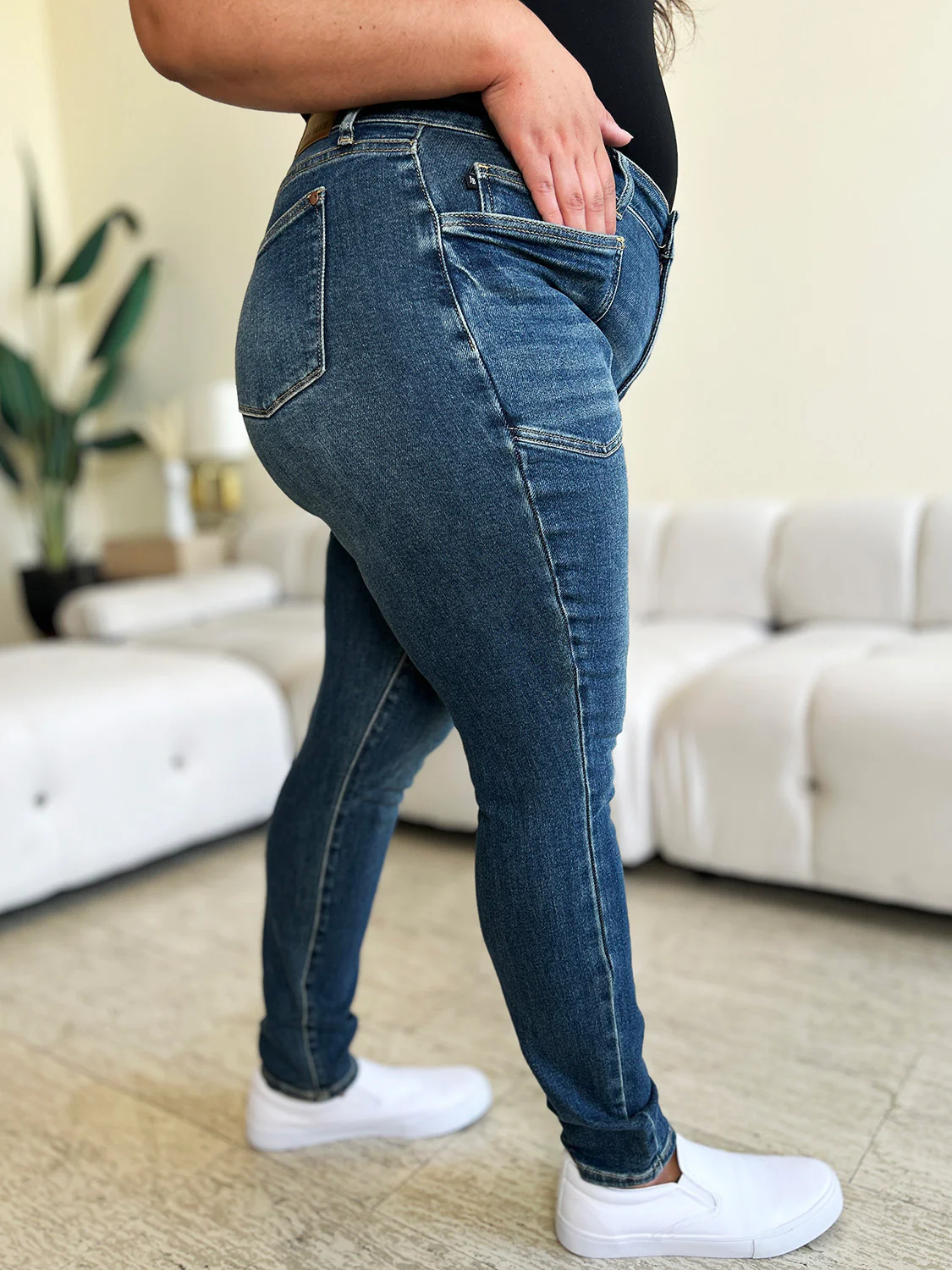 Blue Full Size High Waist Skinny Jeans