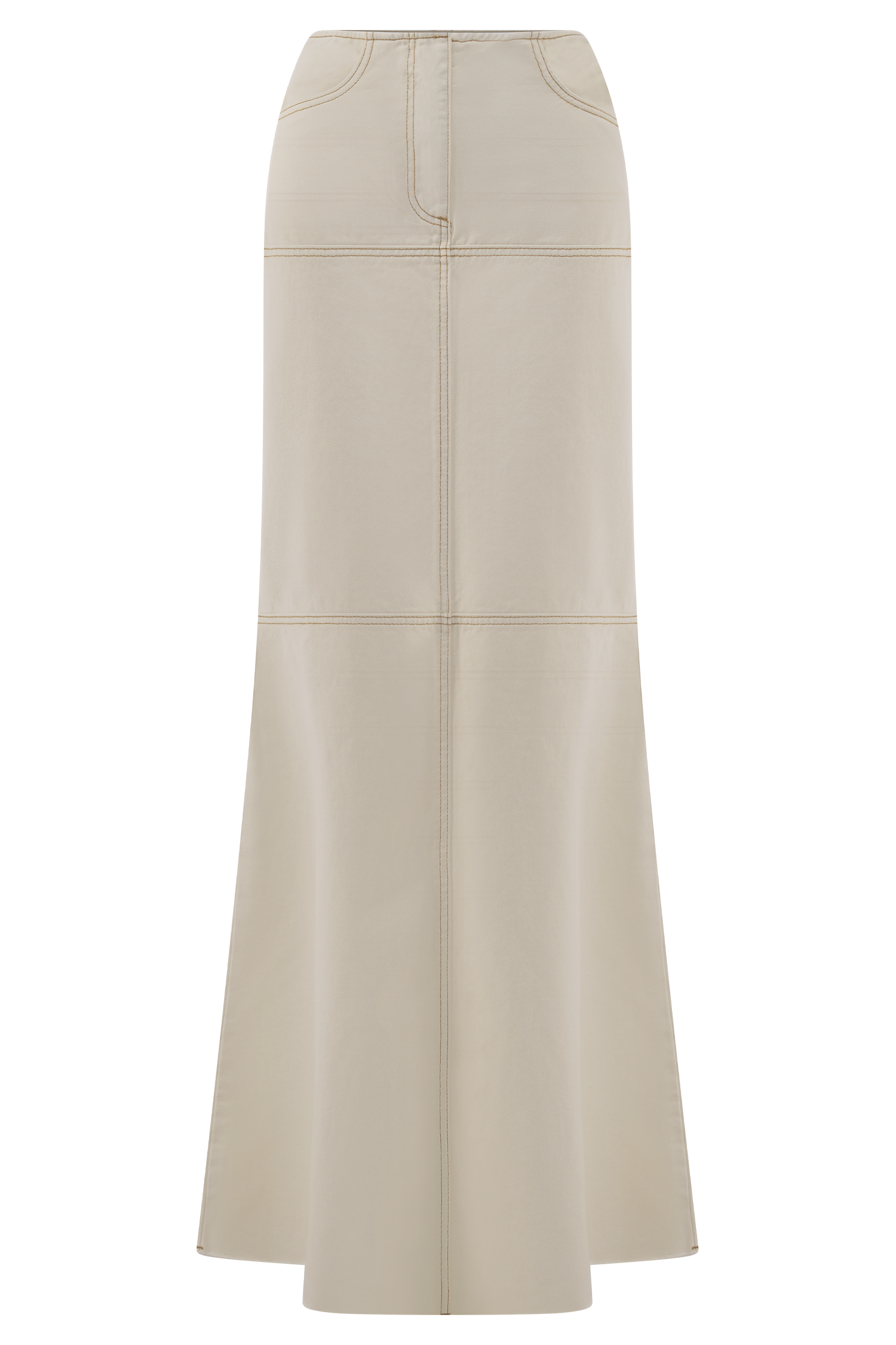 Ecru Denim Maxi Skirt