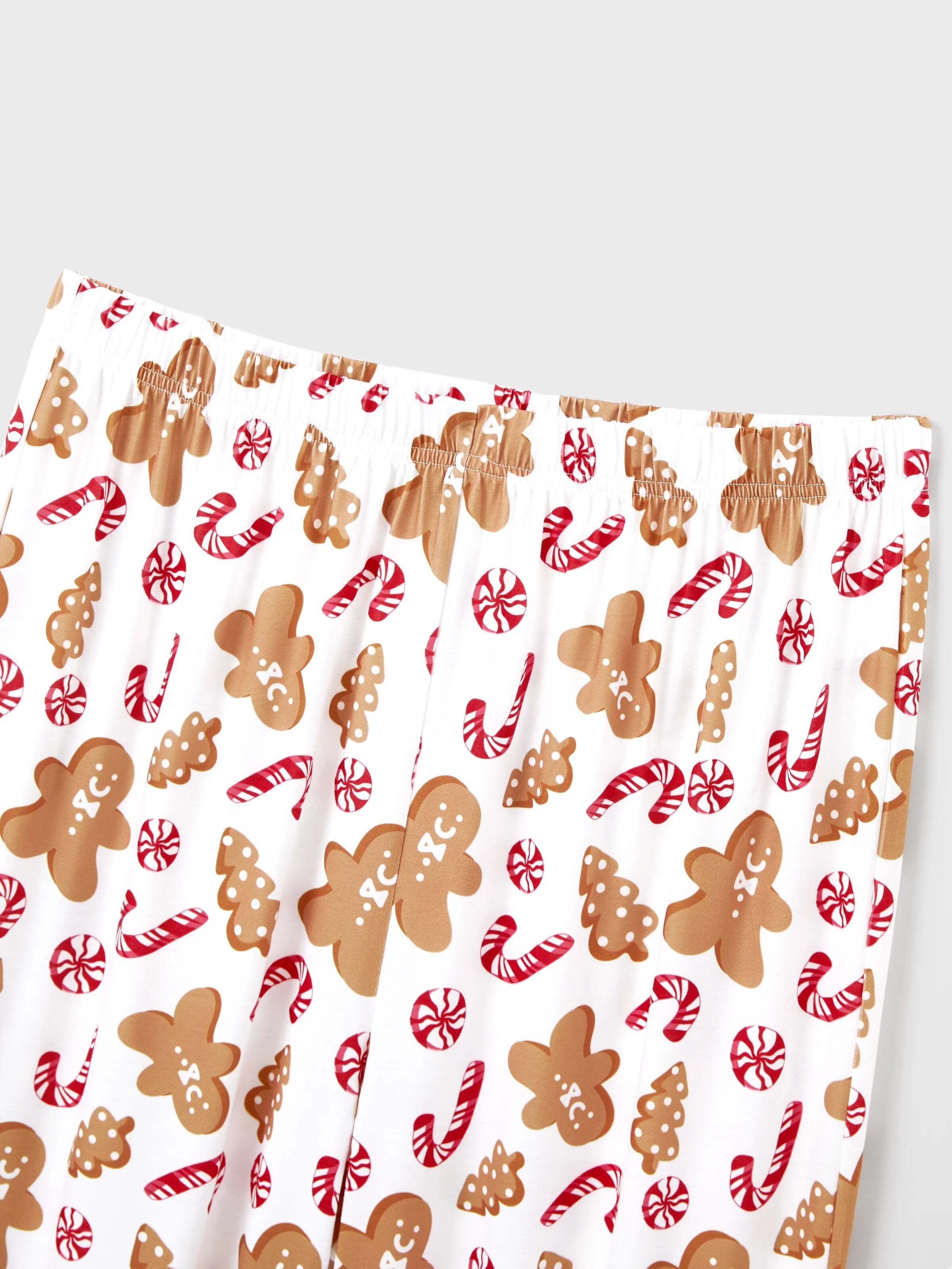 Christmas Matching Family Pajamas Set Gingerbread and Candy Cane Print PJS with Christmas Socks Red