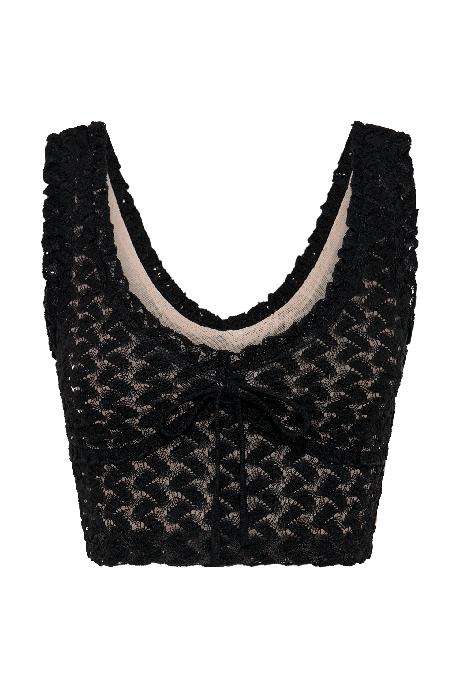 Black Mesh And Lace Sleeveless Top