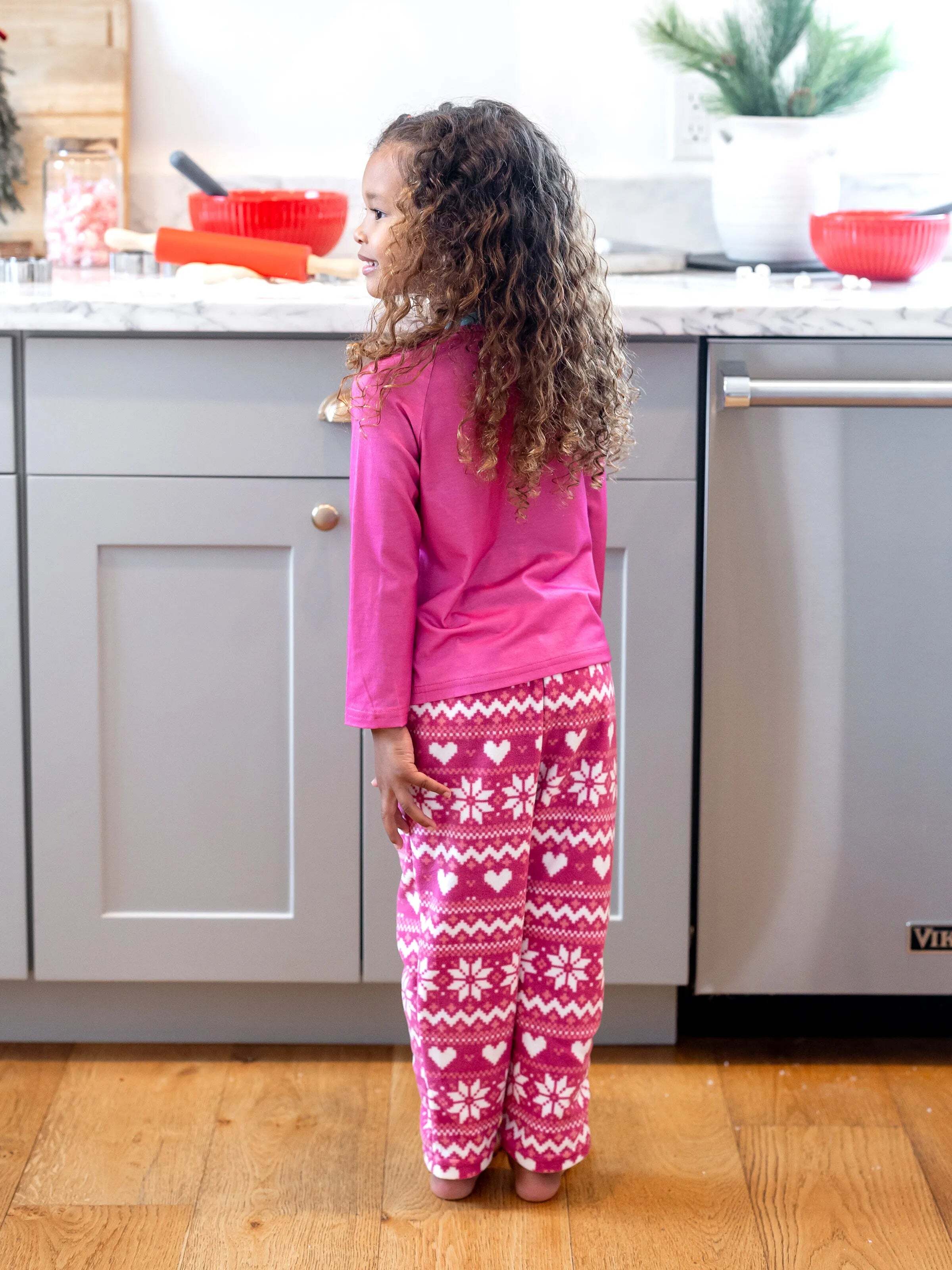 Barbie Christmas Mommy and Me Snowflake Print Pajamas Set Hot Pink