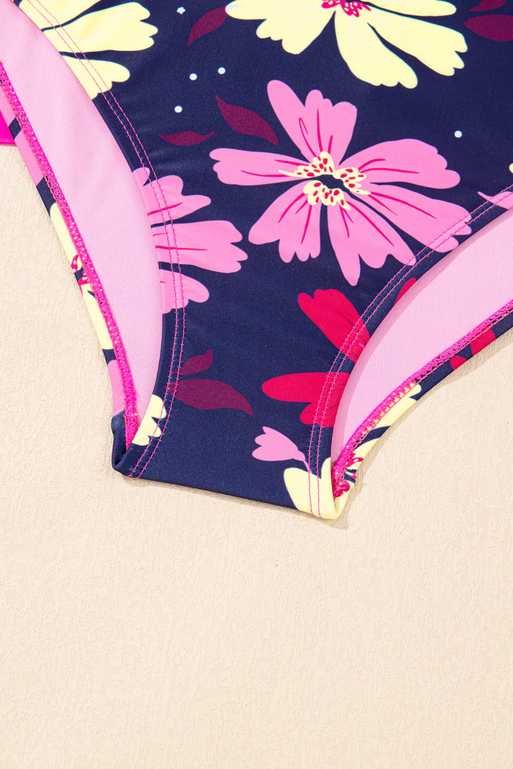 Rose Red Tie Shoulder Floral Print Cute Tankini Set