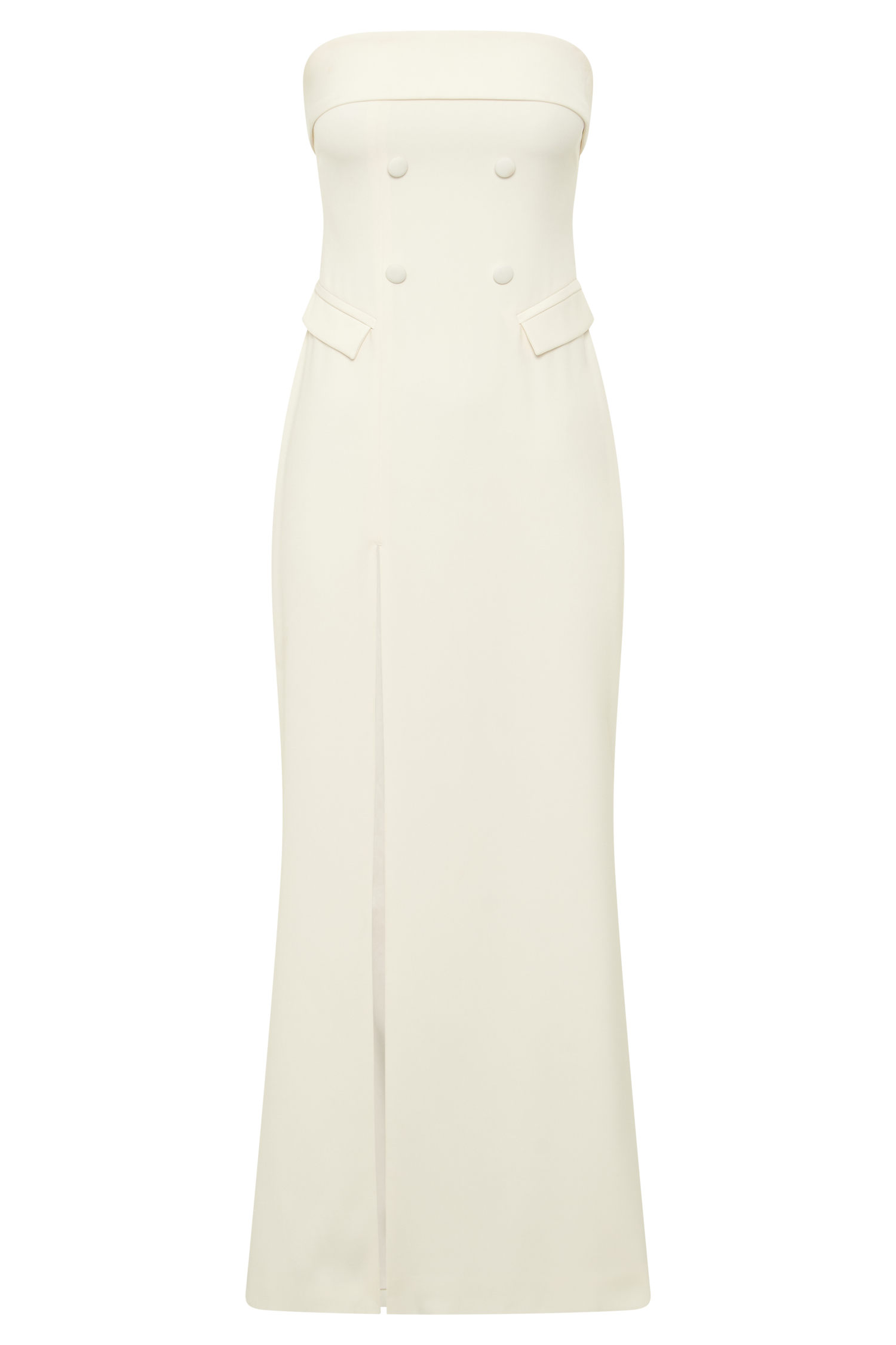 Ivory Strapless Suiting Maxi Dress