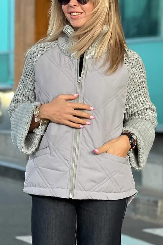 Women's Stylish Knitted Splicing Casual Jacket