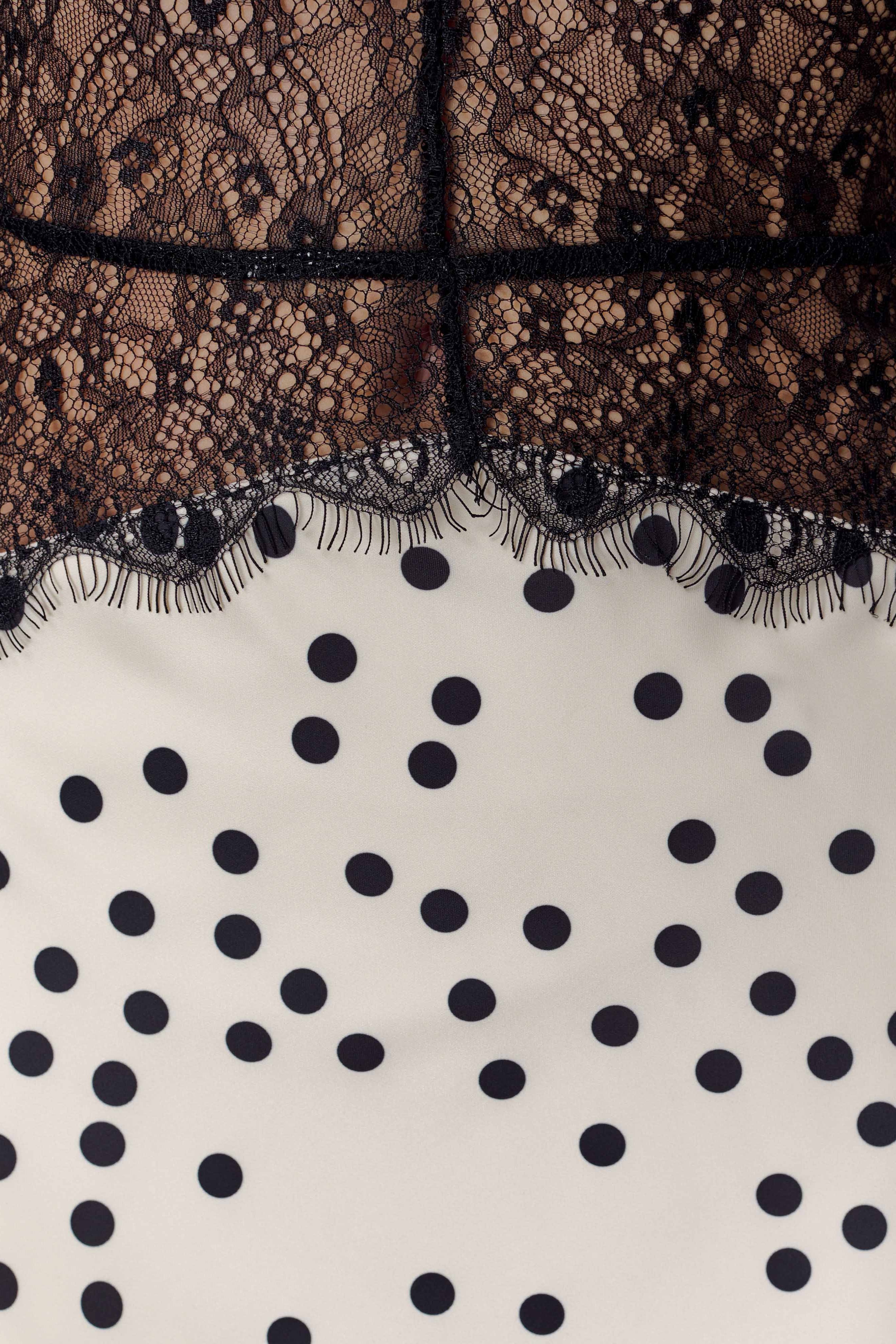 Polkadot Lace And Satin Maxi Dress