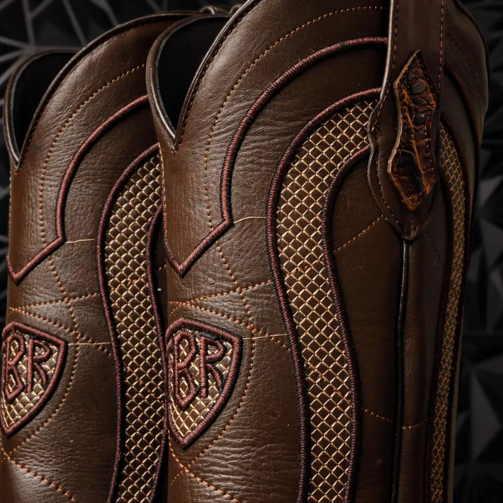 Two-Tone Caiman Belly Leather Boots - Square Toe