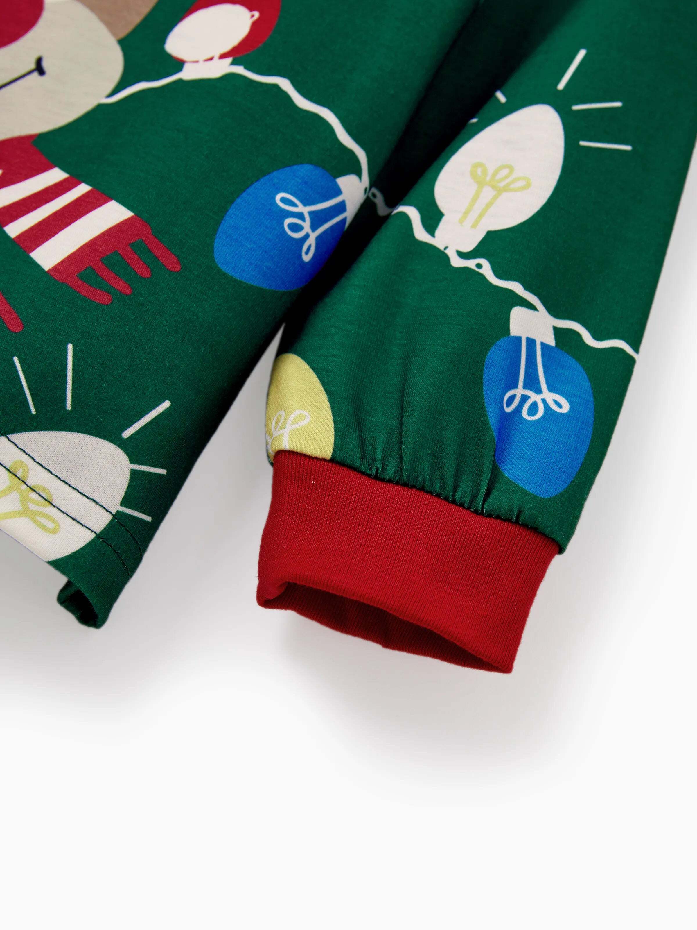 Christmas Matching Family Pajamas Set Reindeer Green Print PJS with Christmas Socks Green
