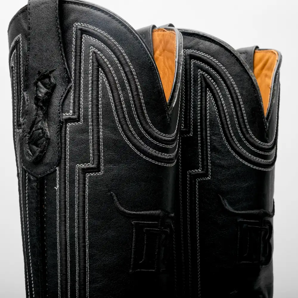 Matte Black Genuine Pirarucu Boots - Square Toe