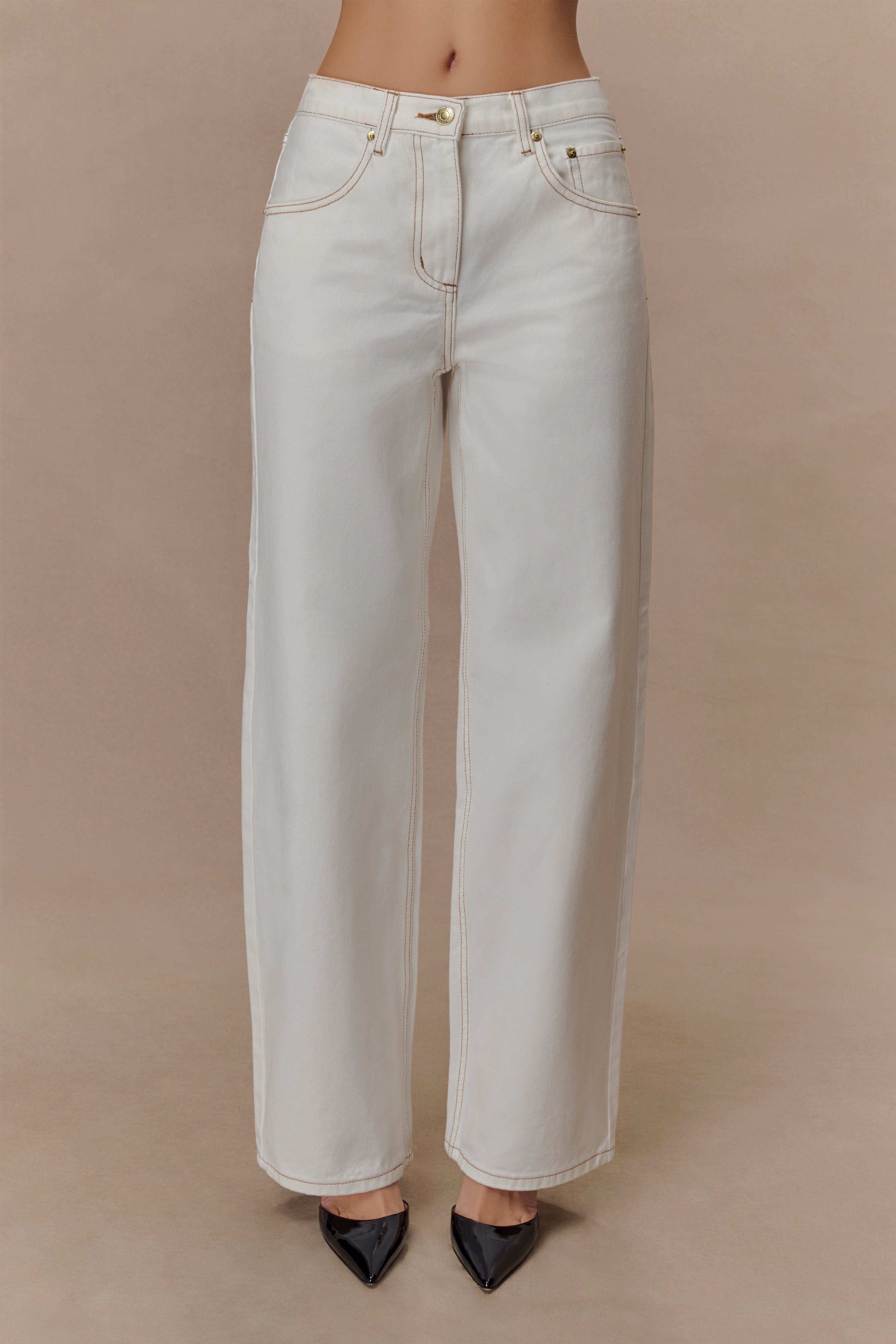 White Mid Rise Denim Jeans