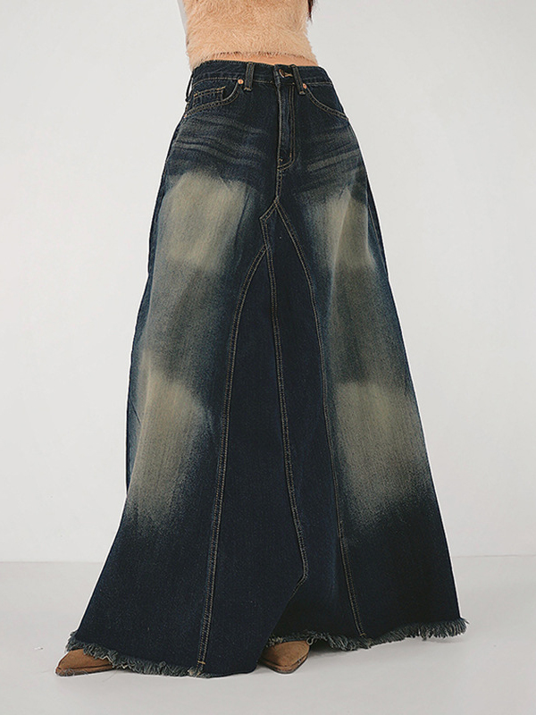 Patchwork Vintage Denim Skirt