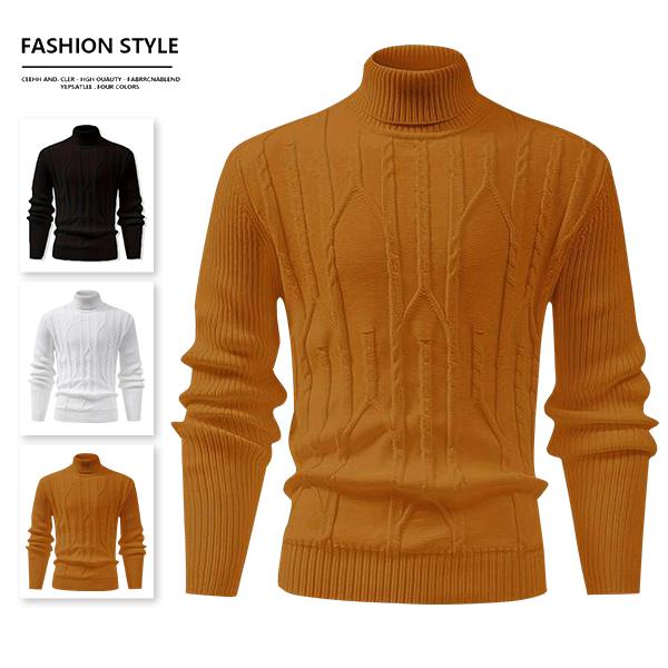 Men's Turtleneck Warm Sweater, Vintage Cable Knit Style