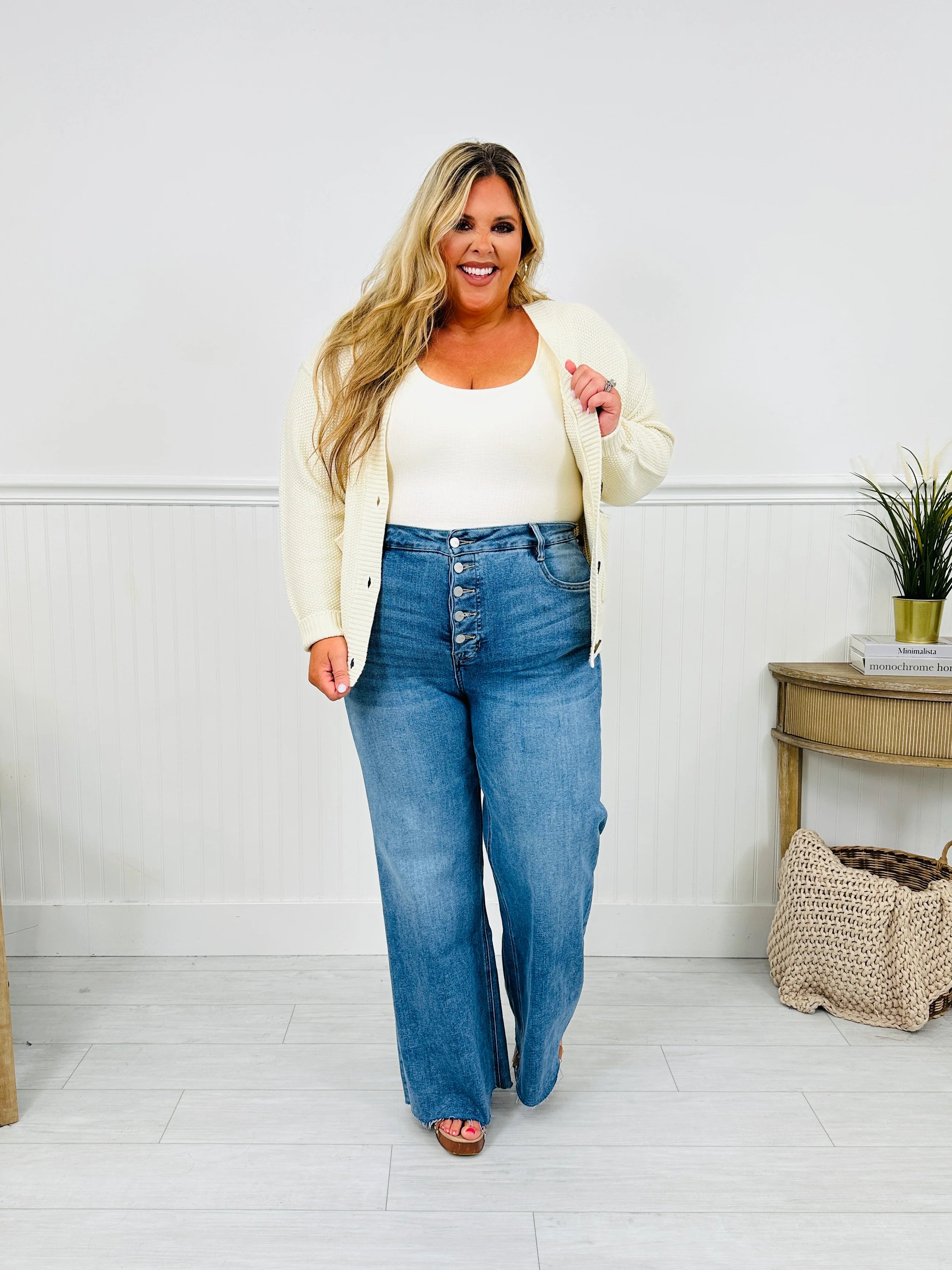 Push Your Buttons Tummy Control Wide Leg Jeans