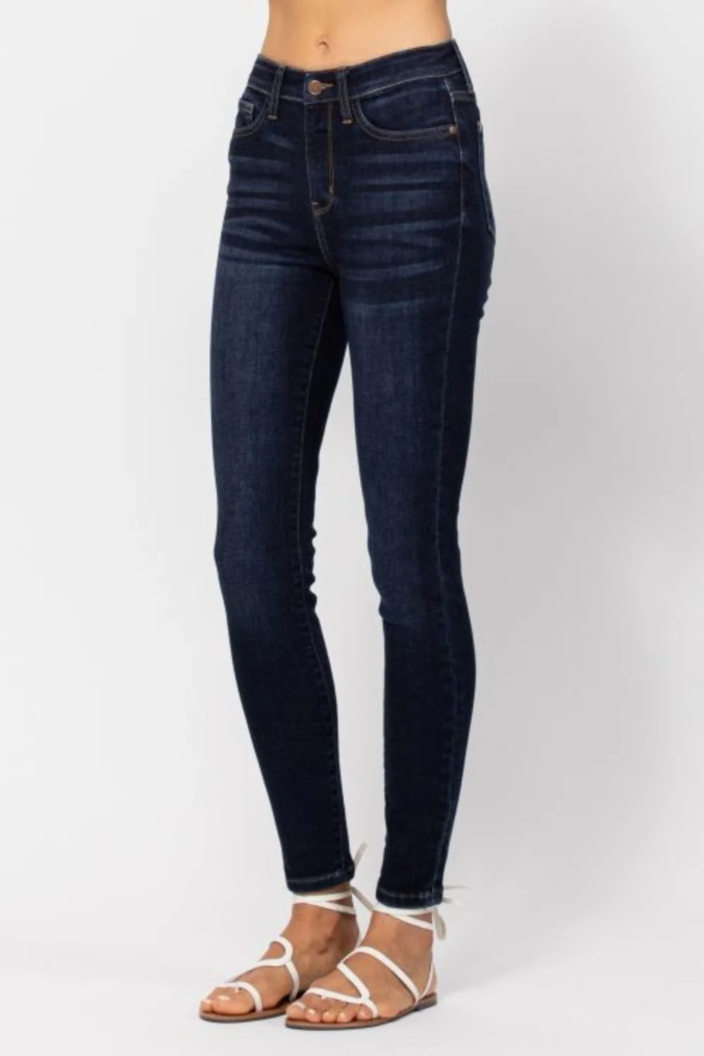 Blue Full Size High Waist Handsand Skinny Jeans