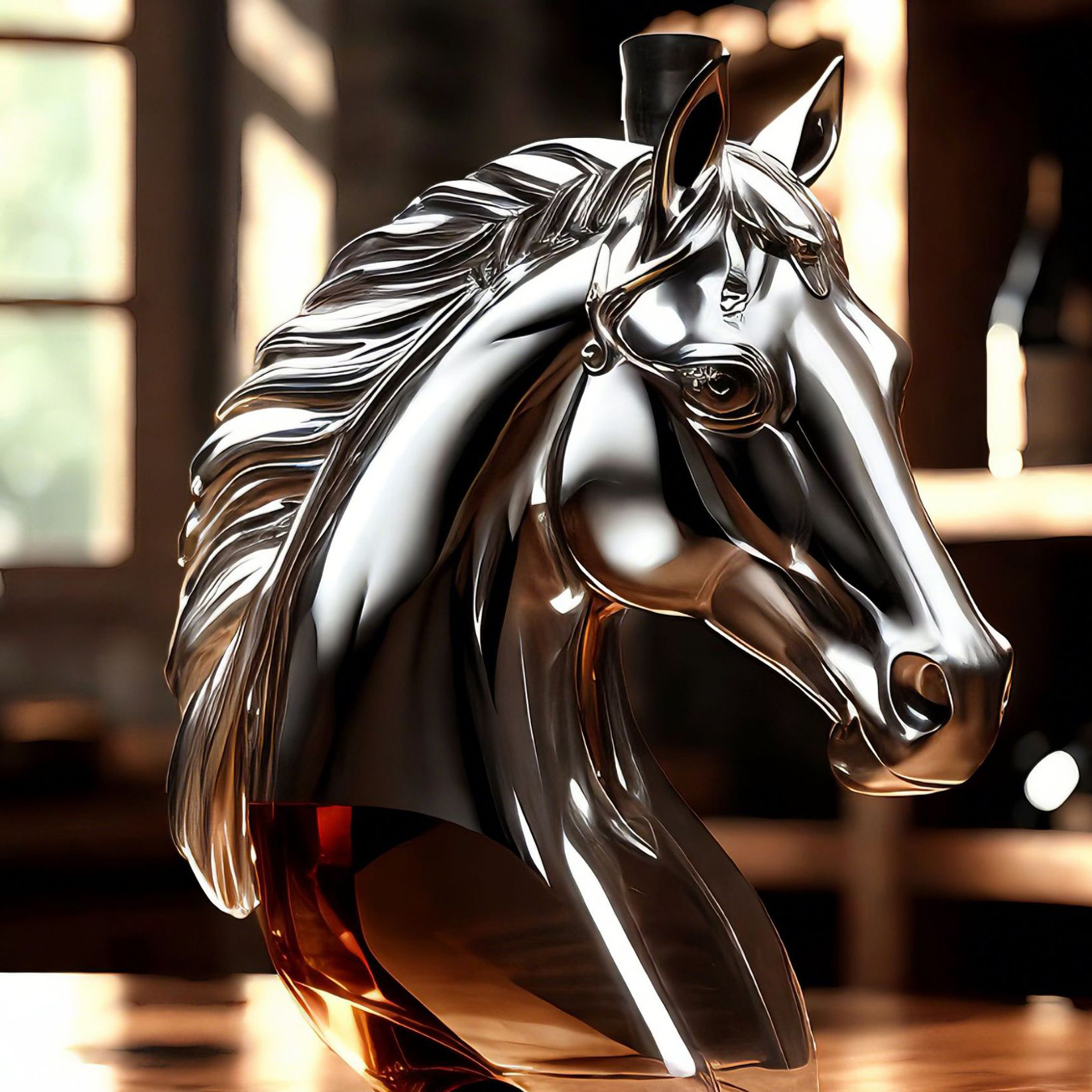 Handblown Horse Whiskey Bottle  Timeless Elegance Meets Craftsmanship