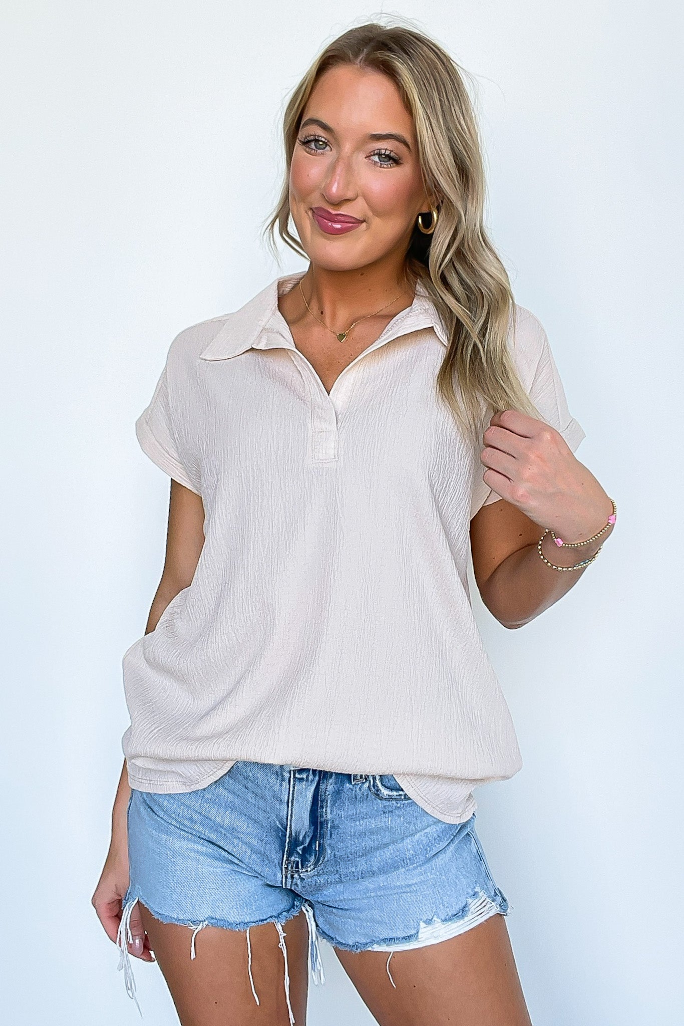Cap Sleeve Collared Top