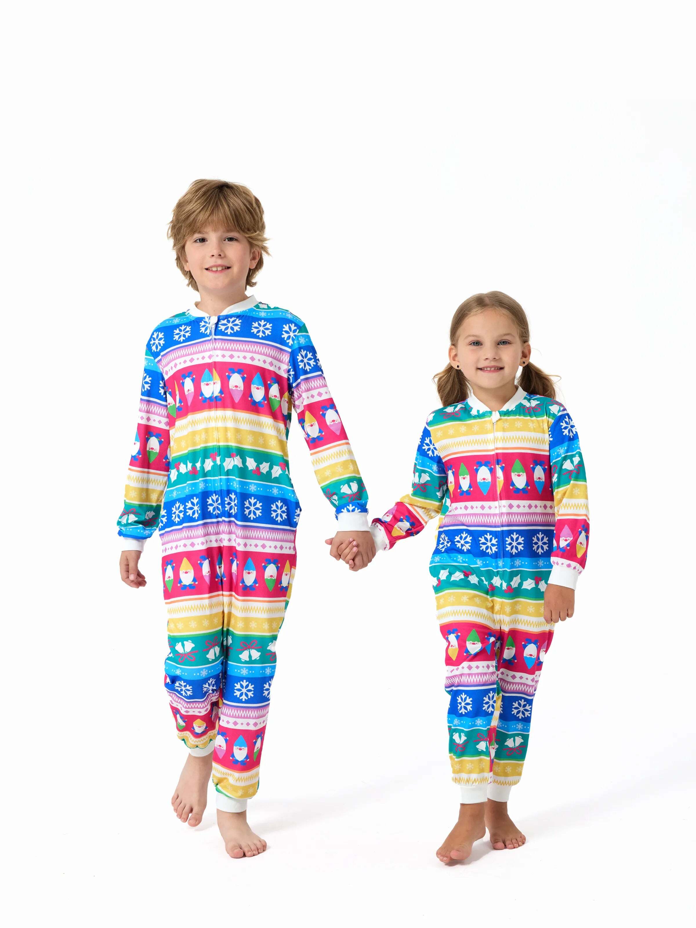 Christmas Matching Family Pajamas Set Christmas Gnome Striped PJS with Christmas Socks Multi-color