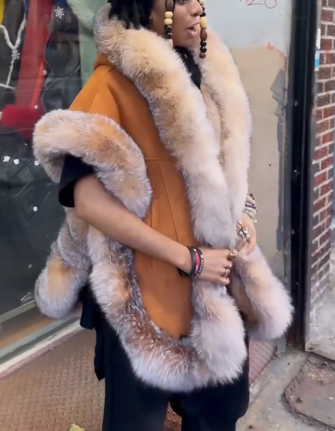 Suede Patchwork Short-Sleeved Mink Fur Coat